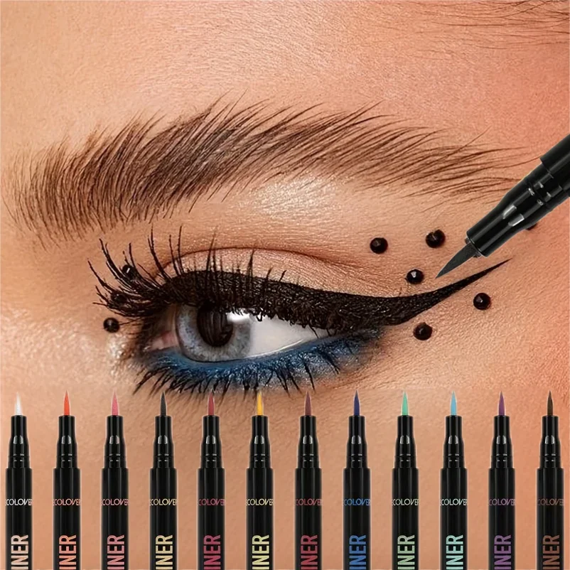 Eyeliner liquide imperméable coloré, riche en couleurs, finition lisse, créant un charmant noël, maquillage pour les yeux Halloween, 1 pièce