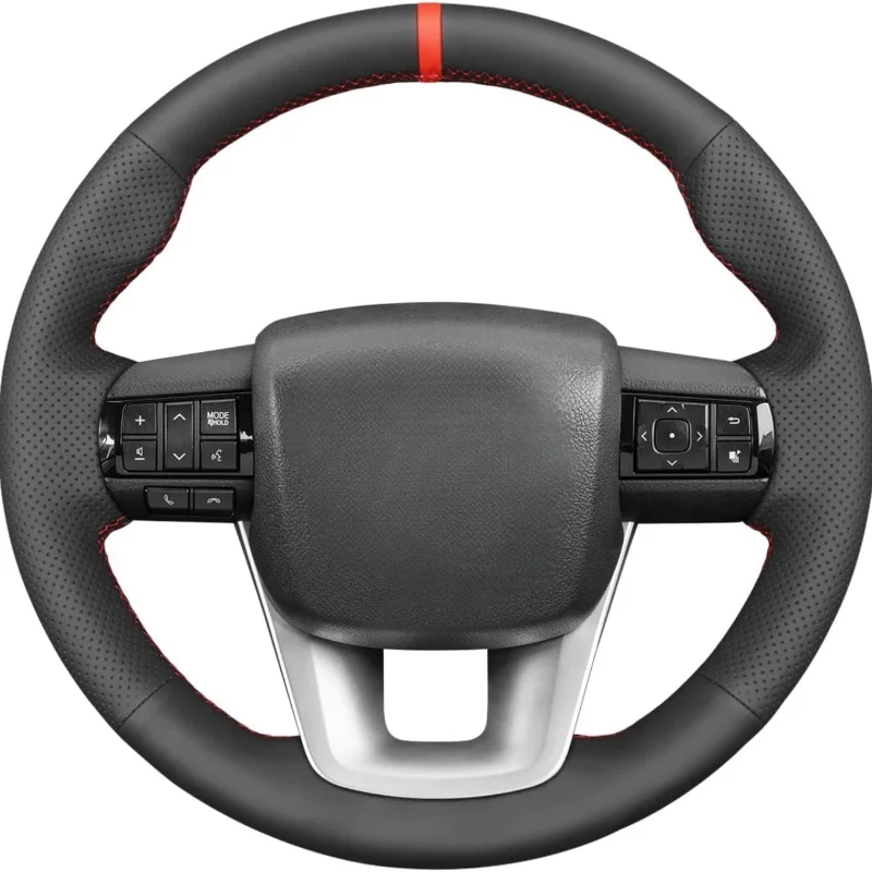 DIY Black Faux Leather Car Accessories Steering Wheel Cover For Toyota Hilux 2015-2021 Fortuner 2015-2021