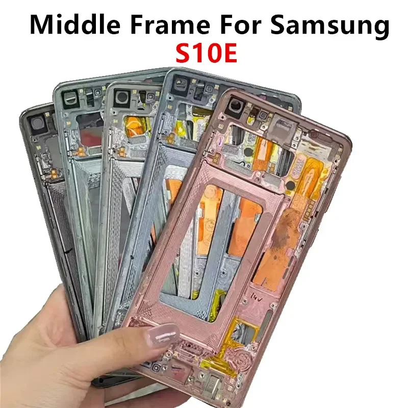 S10E For Samsung Galaxy S10E G970 Middle Frame Housing Board LCD Faceplate Bezel Replace Repair Parts + Side Buttons