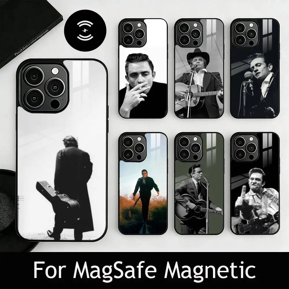 

M-Musician Johnny Cash Phone Case For iPhone17,16,15,14,13,12,11 Plus,Pro Magnetic For Magsafe Wireless Charging