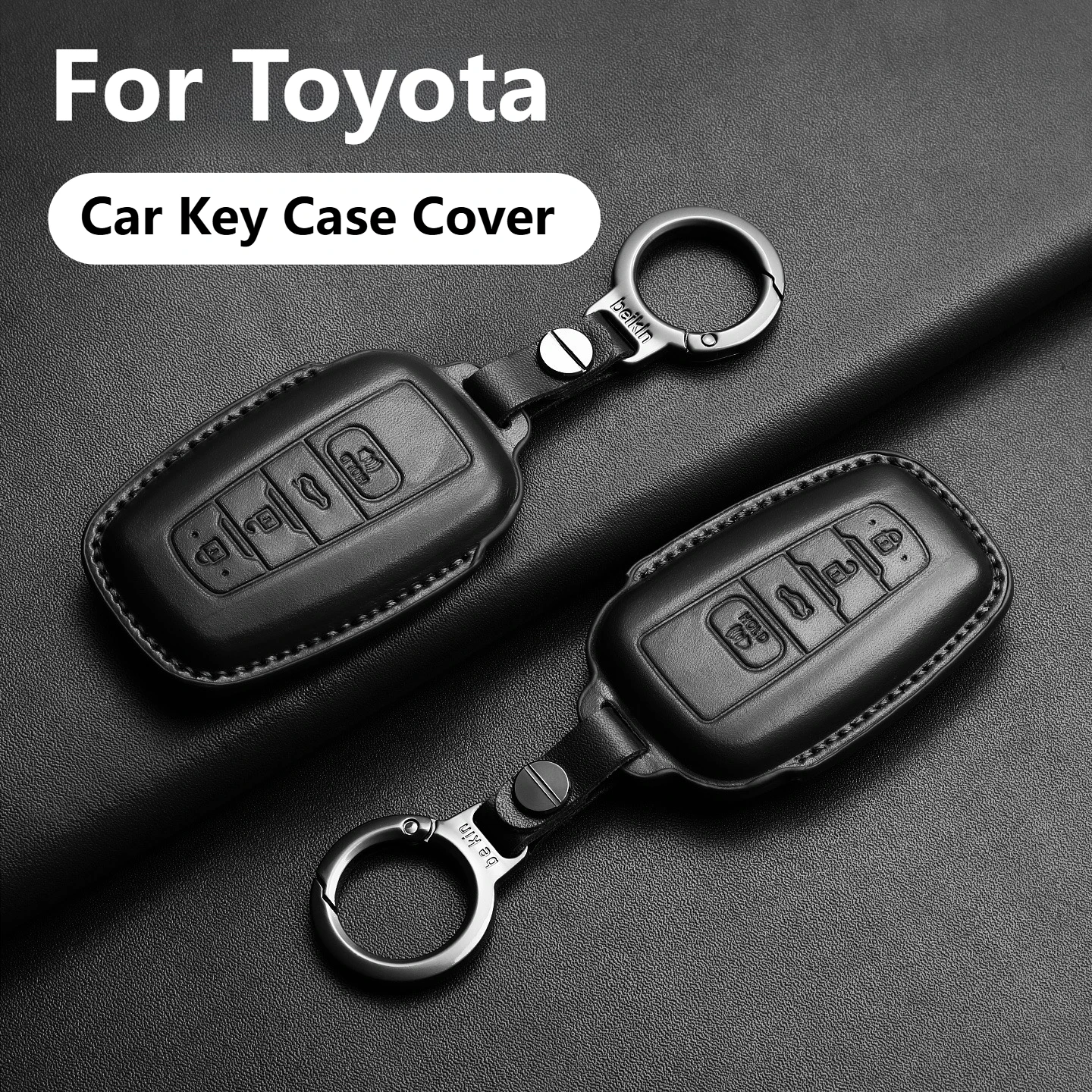 

Car Leather Key Case Cover Holder For Toyota CHR Camry RAV4 C-HR Corolla Highlander Prius Land Cruiser Prado Keychain Accessorie