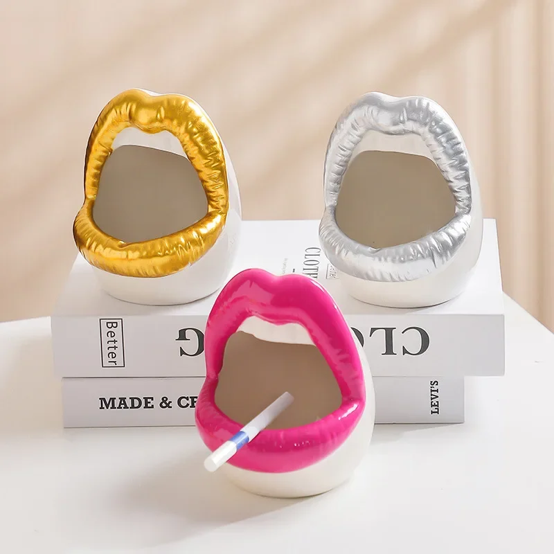 

1PC Ceramic Sexy Lips Ashtray Smoke Hull Creative Ash Tray Mouth Smoking Ashtray Home Decor Trendy Mini Gift Smoking Accessories