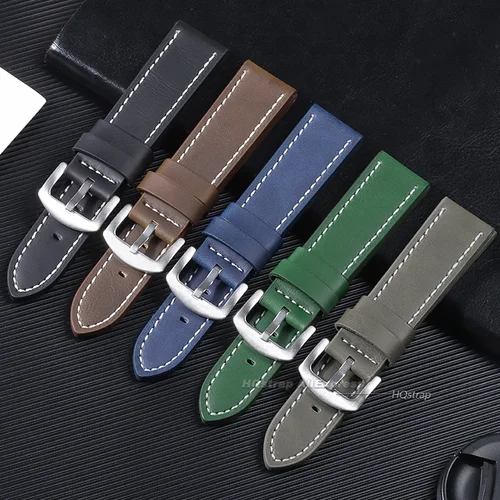 Imagen 2 del producto Correa de muñeca Universal para Rolex, correa de reloj de cuero genuino resistente al agua para hombres y mujeres, pulsera de repuesto Seiko de 18/20/22/24mm