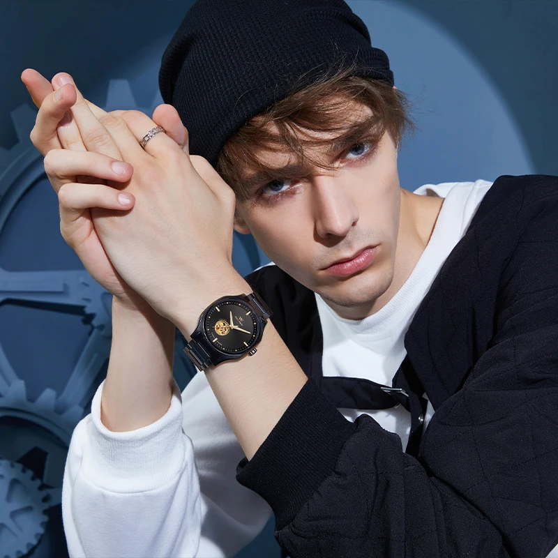 ساعة WM ساعات آلية أوتوماتيكية مقاومة للماء كلاسيكية كاجوال لرجال الأعمال ساعة Welly Merck Watcher WM035M