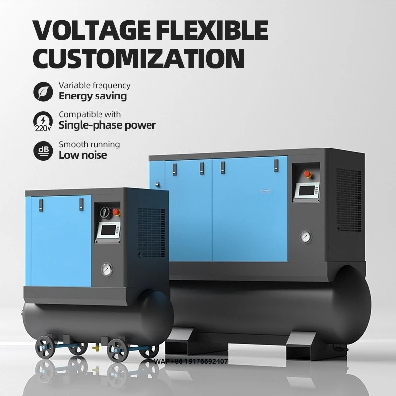 

Customized Single-Phase Screw Air Compressor Oil Lubrication Portable Industrial Small Pneumatic Tools Factory Support 220V