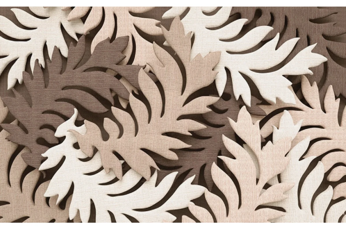 Customized Mural Wallpaper 3D Leaf Brown Cloth Pattern Scandinavian Background Wall Home Decoration