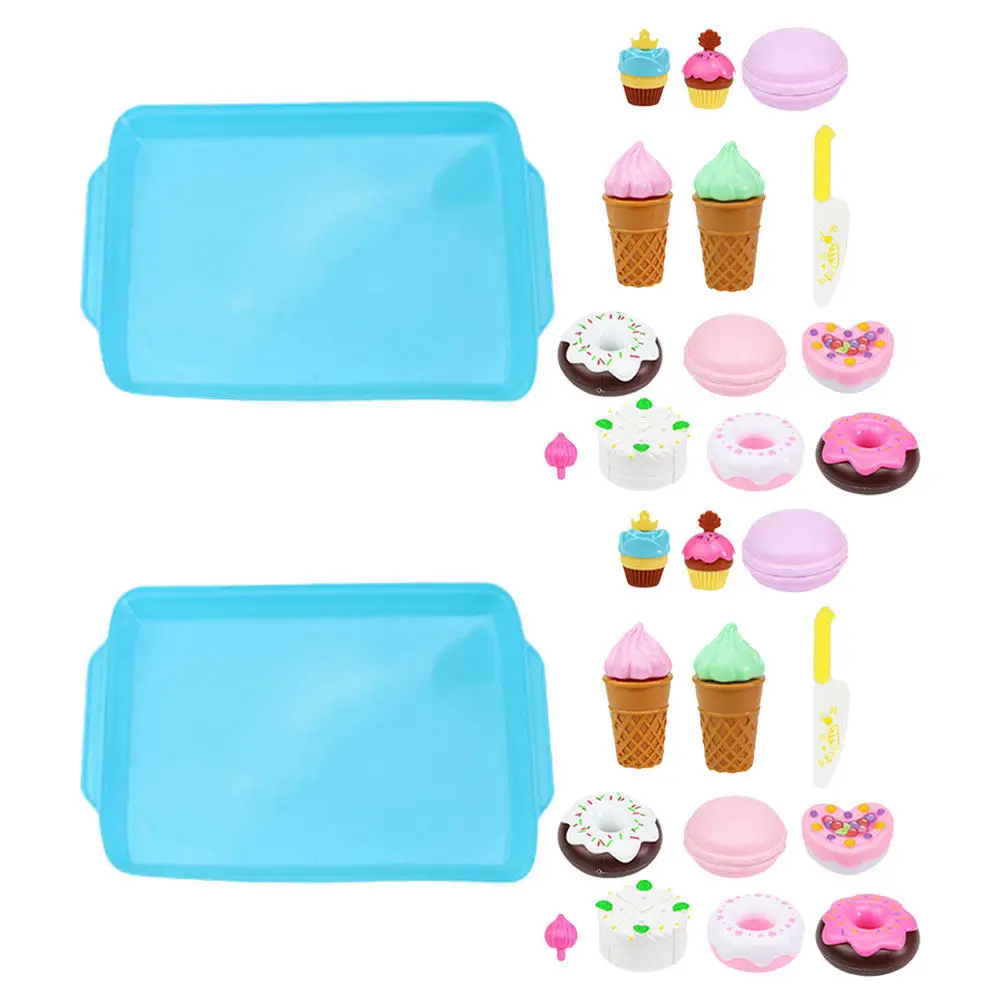 

2Sets Simulation Birthday Cake Pretend Food Set Colorful Dessert Cutting Pretend Kitchen Play for Kids Fine Motor Skill