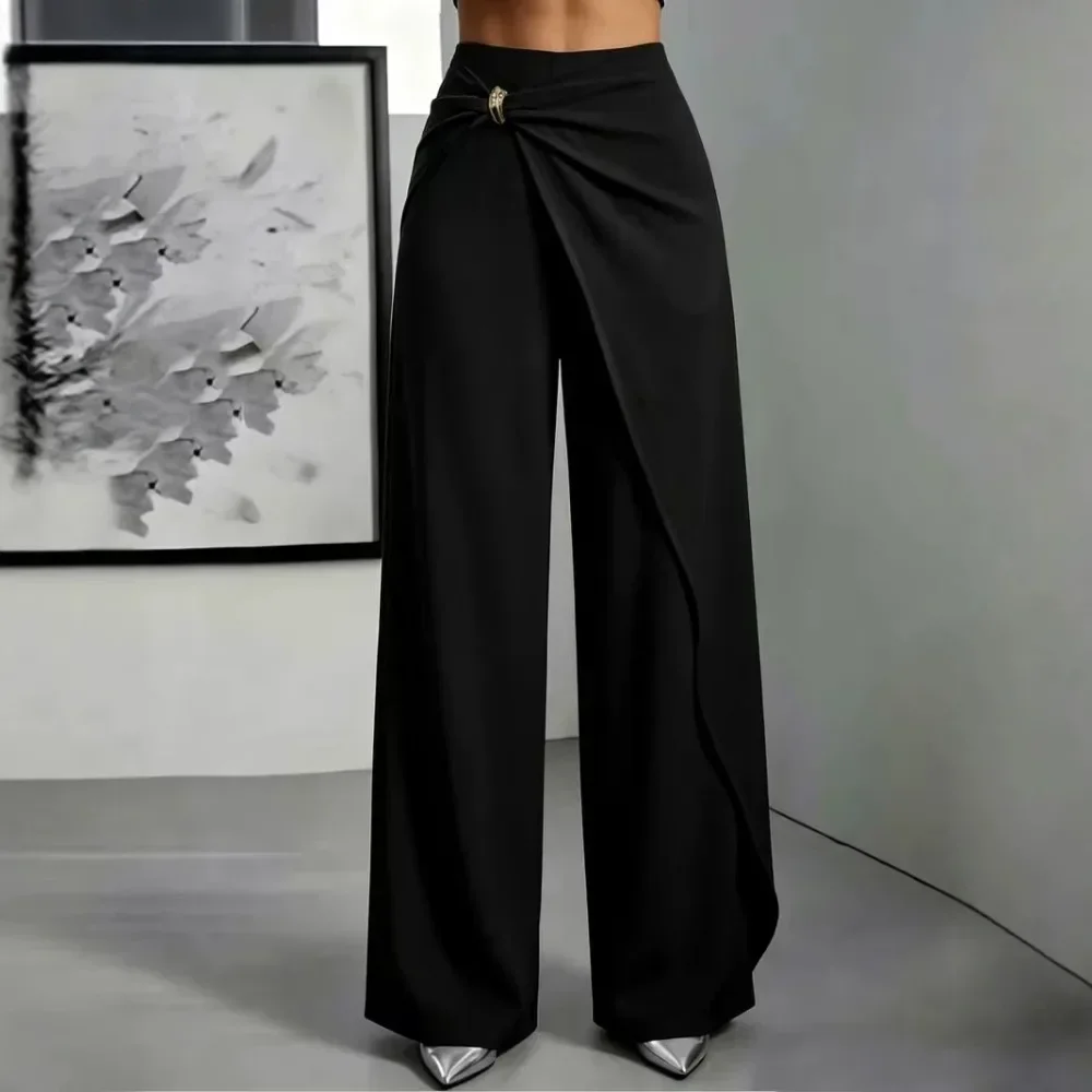 Women Fashion Irregular Patchwork Suit Pants Spring Autumn High Street Straight Leg Long Pants Flattering Casual Trendy Trousers