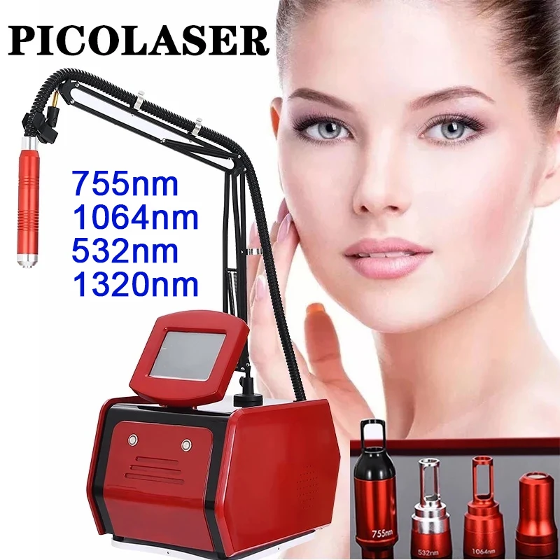 Portable 4 in 1 Nd Yag Picosecond 755nm 1320nm 1064nm 532nm Picosecond for Tattoo Remover Pigment Remover Skin Whitener machine