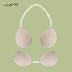 Sticky Adhesive Bras Ultra Cups for Women Invisible Bare Back Lift Sexy Plunge Lingerie Push Up Underwear with sheer Straps