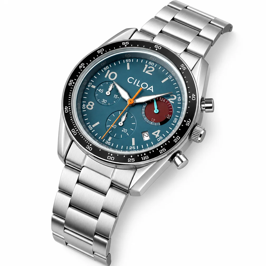 Montre à quartz pour homme, diamètre 40 mm, épaisseur 10 mm, cadran multifonction avec fonctions calendrier et chronomètre, résistance à l'eau 30 m
