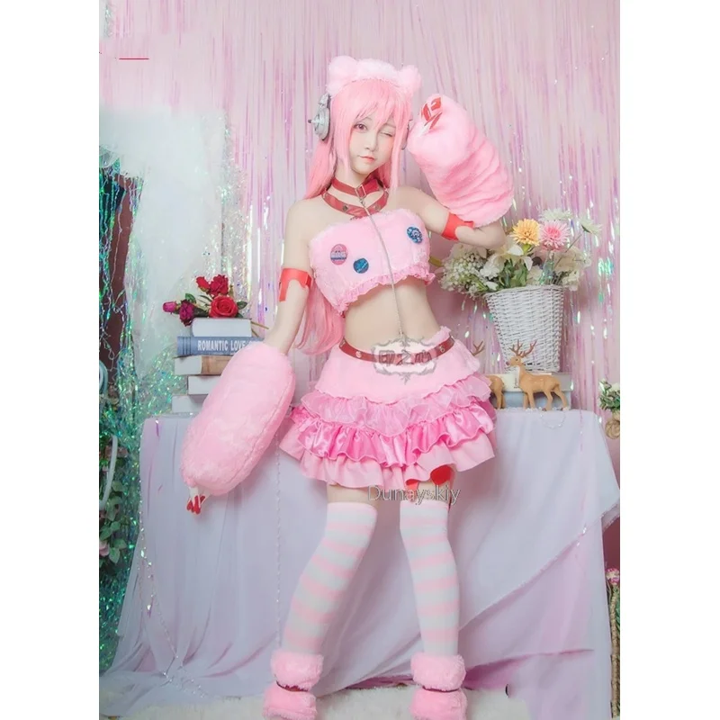 AAA 2025 SUPER SONICO GRG Racing Queen Genus Gloomy Bear Cosplay Costume socks Pink Suit with Wig