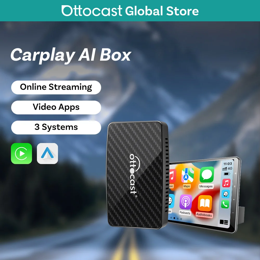 

Беспроводной адаптер Ottocast Play2video Pro для CarPlay, AI Box, Android Auto, воспроизведение видео Netflix и YouTube, 1080p, зеркалирование экрана для Audi