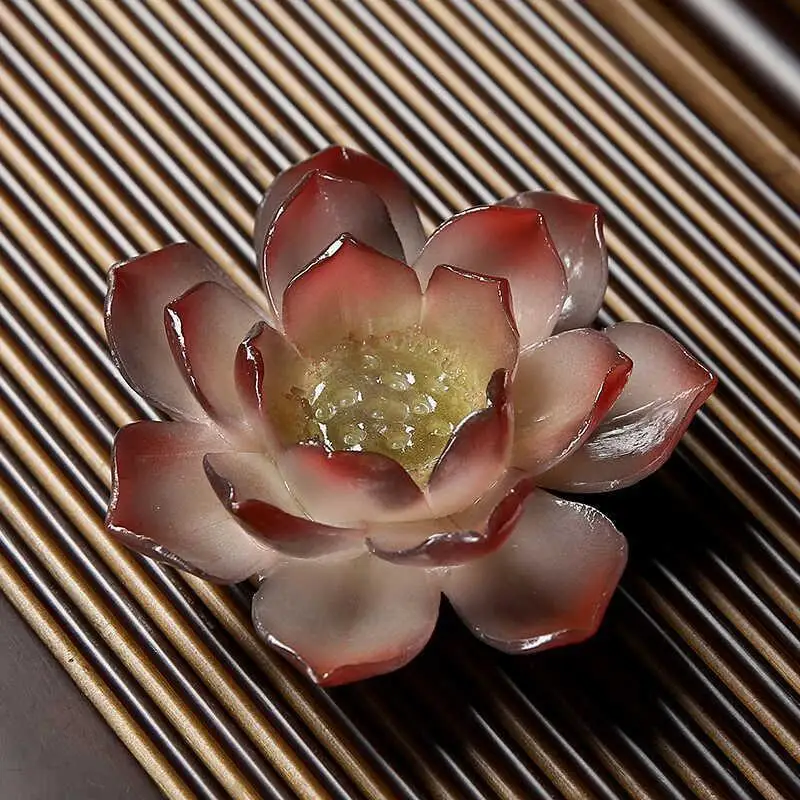 Lucky Lotus Color Changing Tea Pet Feng Shui Art Ornament Traditional Tea Ceremony Decor  Sculpture Modern Art Home Office Gift view 3