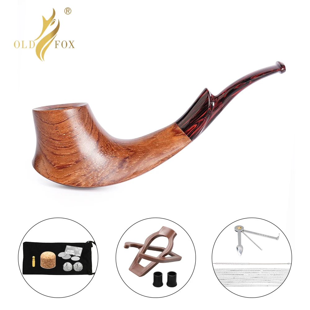 Old Fox Rosewood Tobacco Pipe Freestyle Set Accessories 9MM Filter Solid Wood Dry Pipe Smoking Craft With 10 Tools Kits Gift