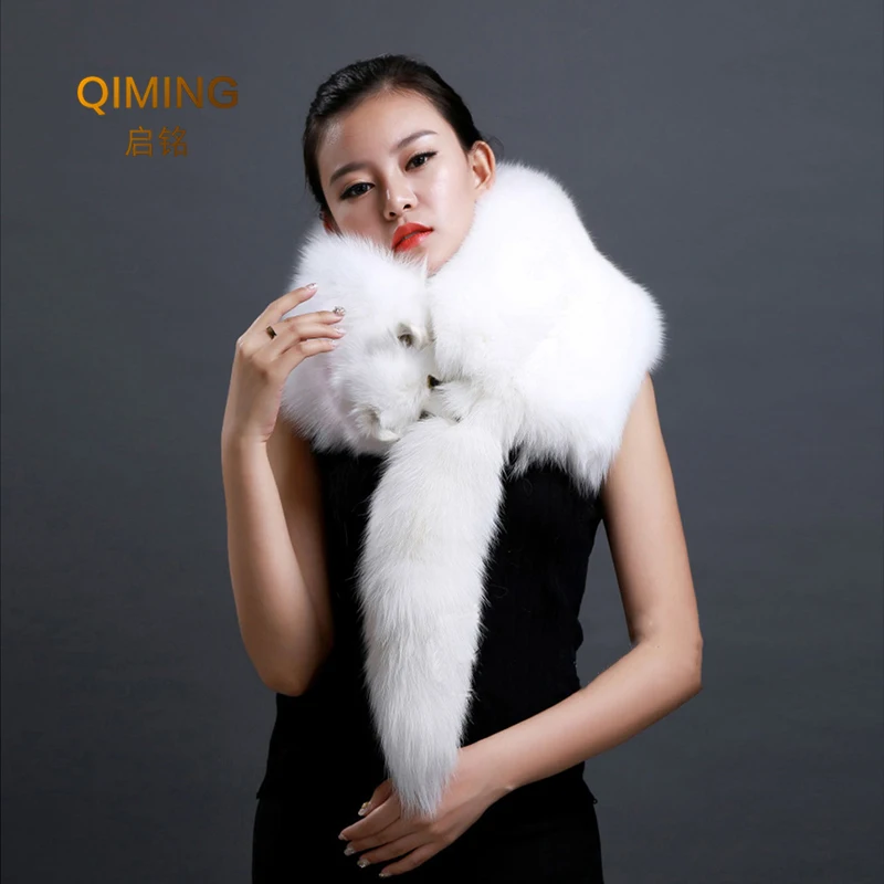 Party Luxury Brand Real Fur Scarves Neck Warmer Women Winter Genuine Whole Fox Fur Collar Ring Warm Soft Large Fox Fur Scarf