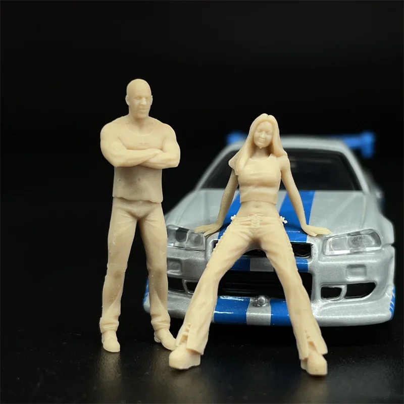 1/64 Scale Unpainted Resin Model Fast and Furious Dominic and Suki Figures Dioramas Miniature Figurines