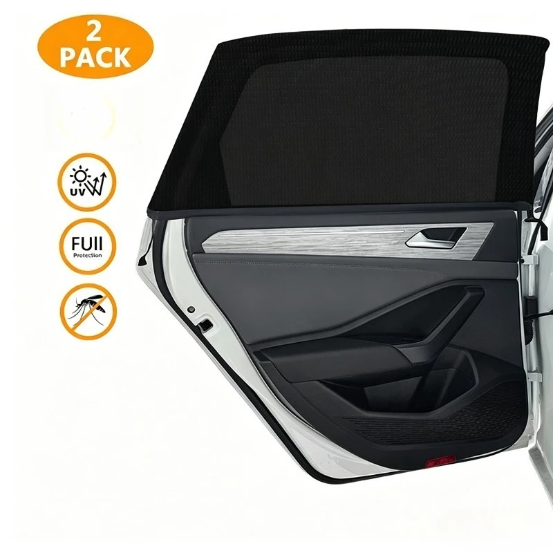 2/4pcs Car Window Mosquito Net Sunshade Cooling Cover Car Mesh Curtain Summer Car Sun Protection Accessory