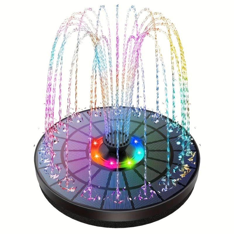 5.5W LED Solar Fountain Pump with Lights, for Bird Bath/Pool DIY Solar Water Fountain with Battery for Outdoor Garden Decoration