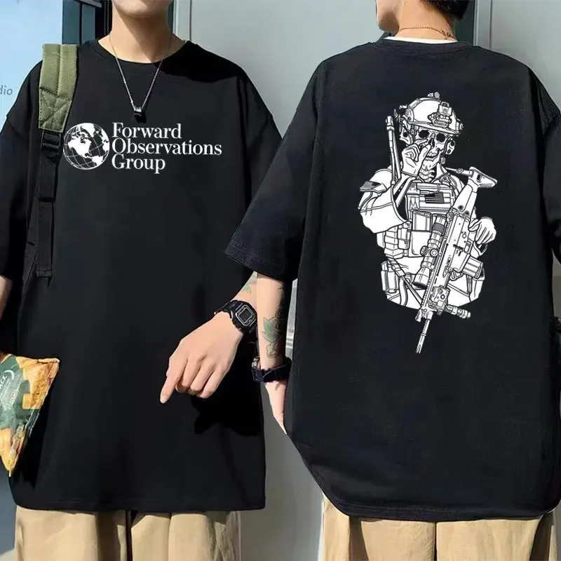 Gbrs Forward Observations Group Death Male Casual Oversized Short Sleeve T-shirt Skull Graphic Tshirt Men's Vintage Tee Shirt