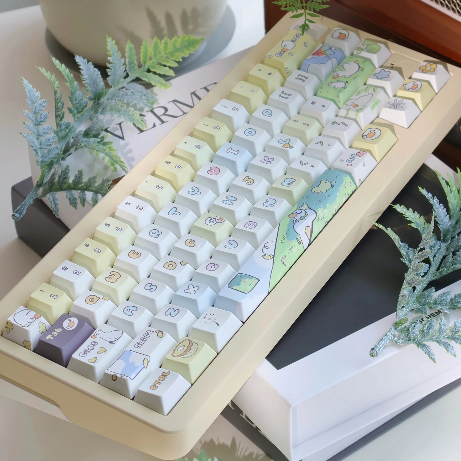 

Good happy duck theme mechanical keyboard keycaps HI75 HI8 original MDA dma height