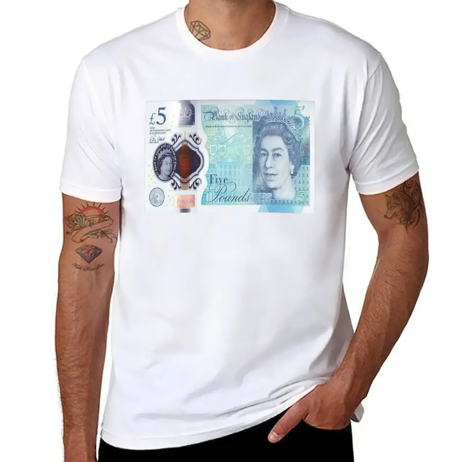 5 Dollar British Pound Bank Note Currency Bill Cash T-Shirt vintage customs design your own men t shirt