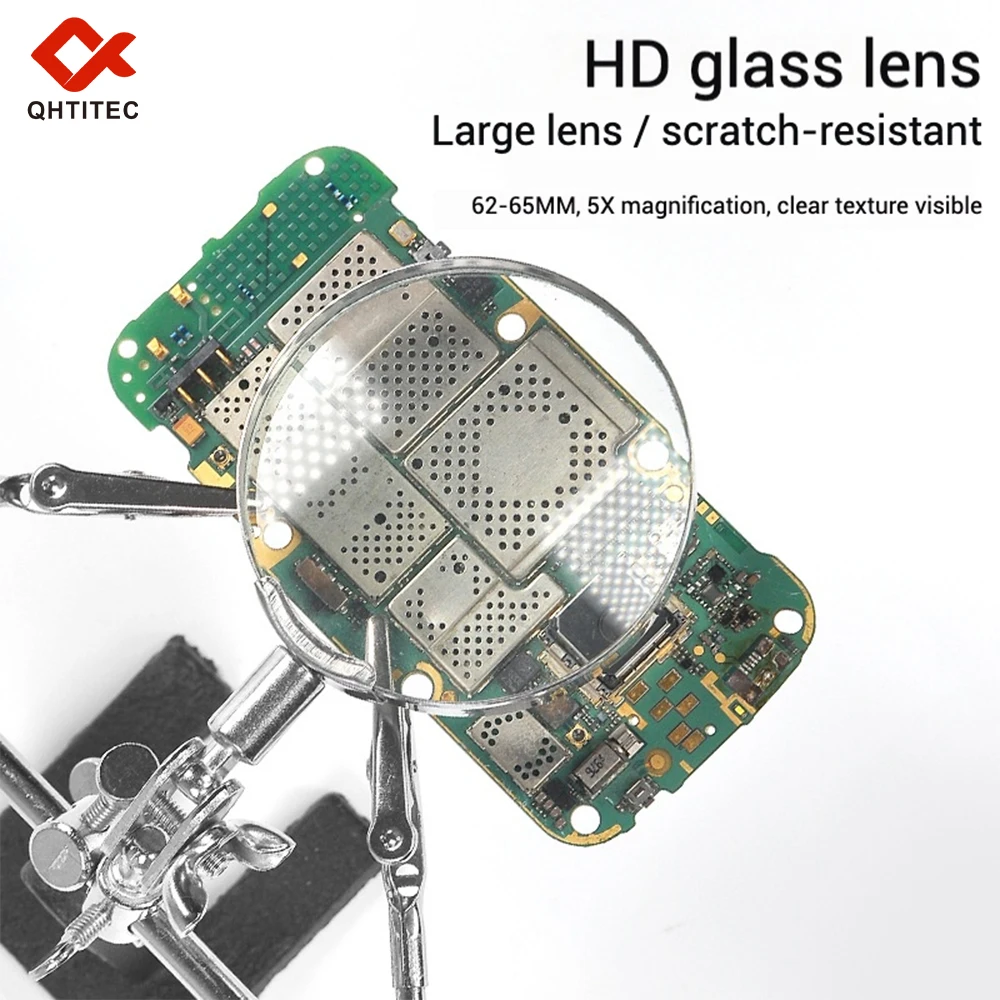 مساعدة أداة اليد الثالثة لحام الوقوف مع 5X عدسة مكبرة 2 مقاطع التمساح 360 درجة الدورية أدوات إصلاح لحام Adju #3