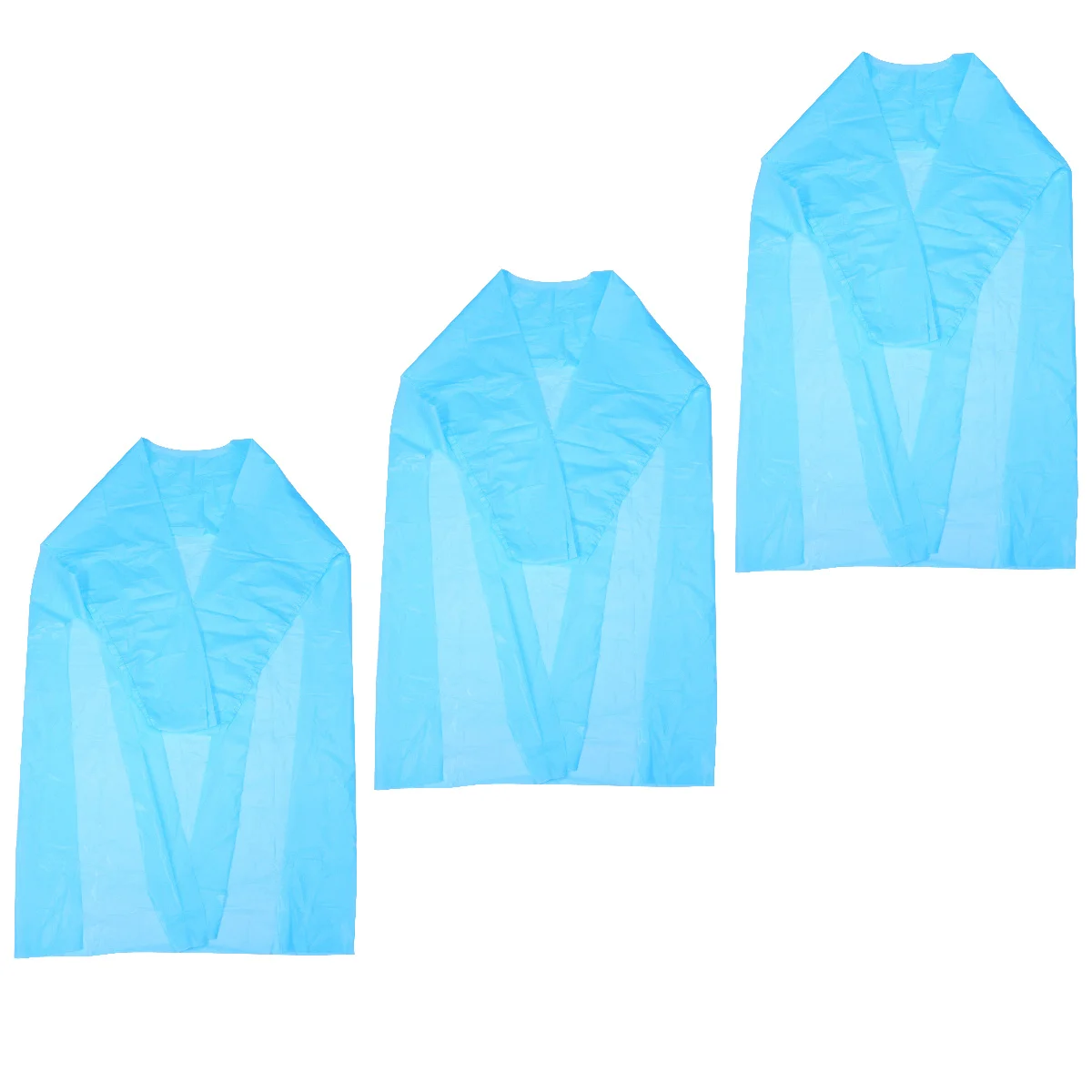 Abrigo de plástico duradero, capa impermeable para peluqueros, tamaño Xl, para salones de belleza, abrigo de plástico azul, 3 uds.