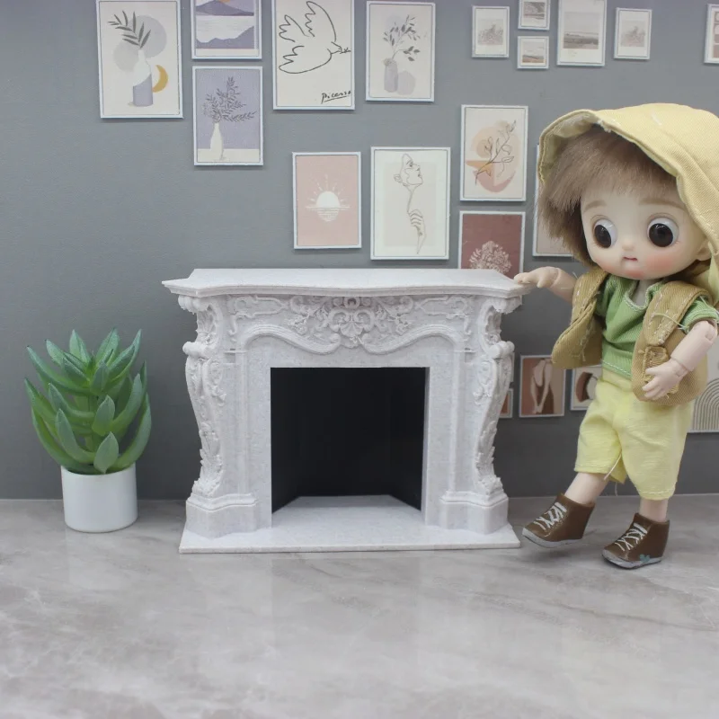

Mini Vintage Fireplace Tabletop Decoration European Style Simulated Fireplace Balcony for Christmas Easter Holiday Decor