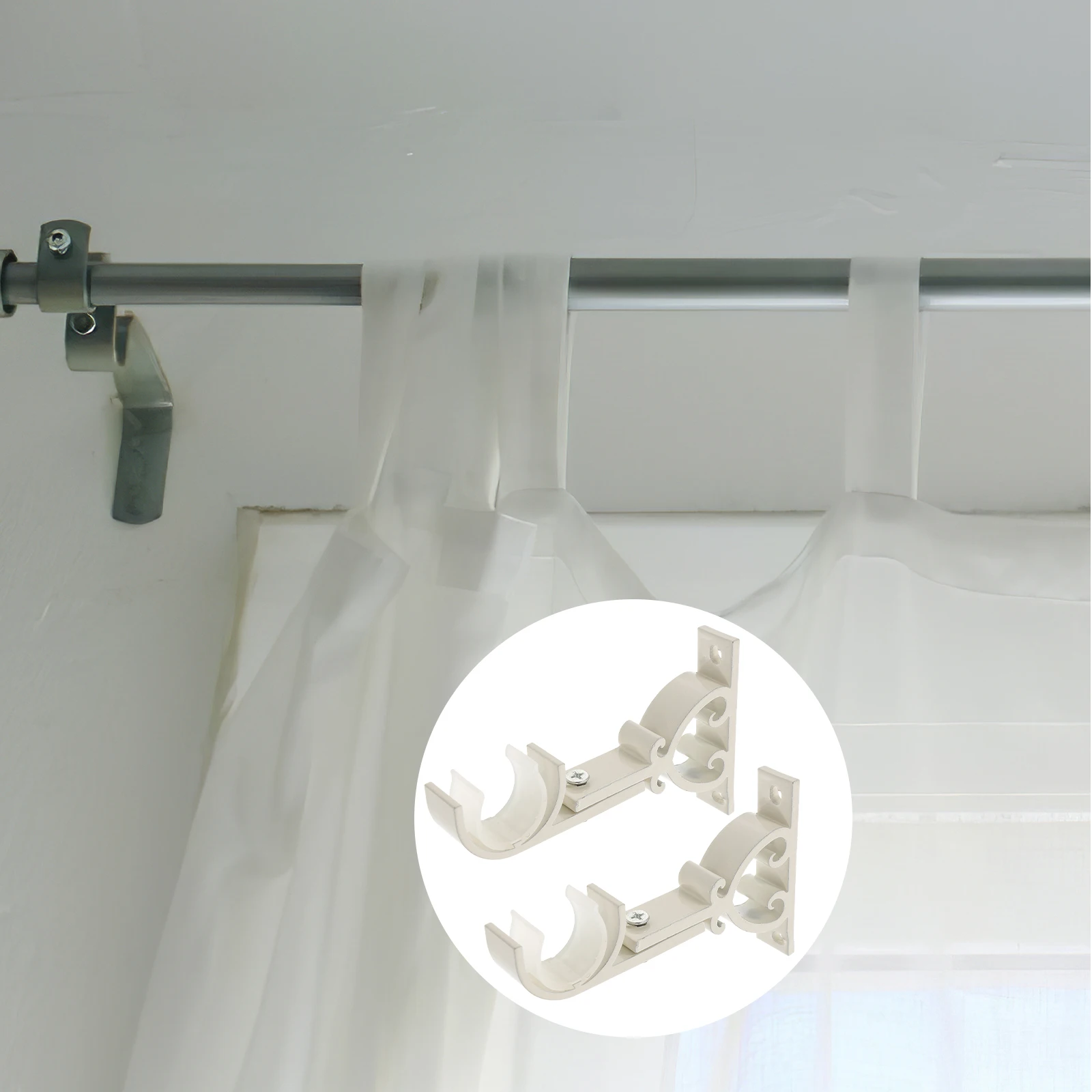 

2pcs Curtain Rod Brackets Aluminum Alloy Wall Mount 22mm Poles Rotatable Anti Rust Hardware Accessories