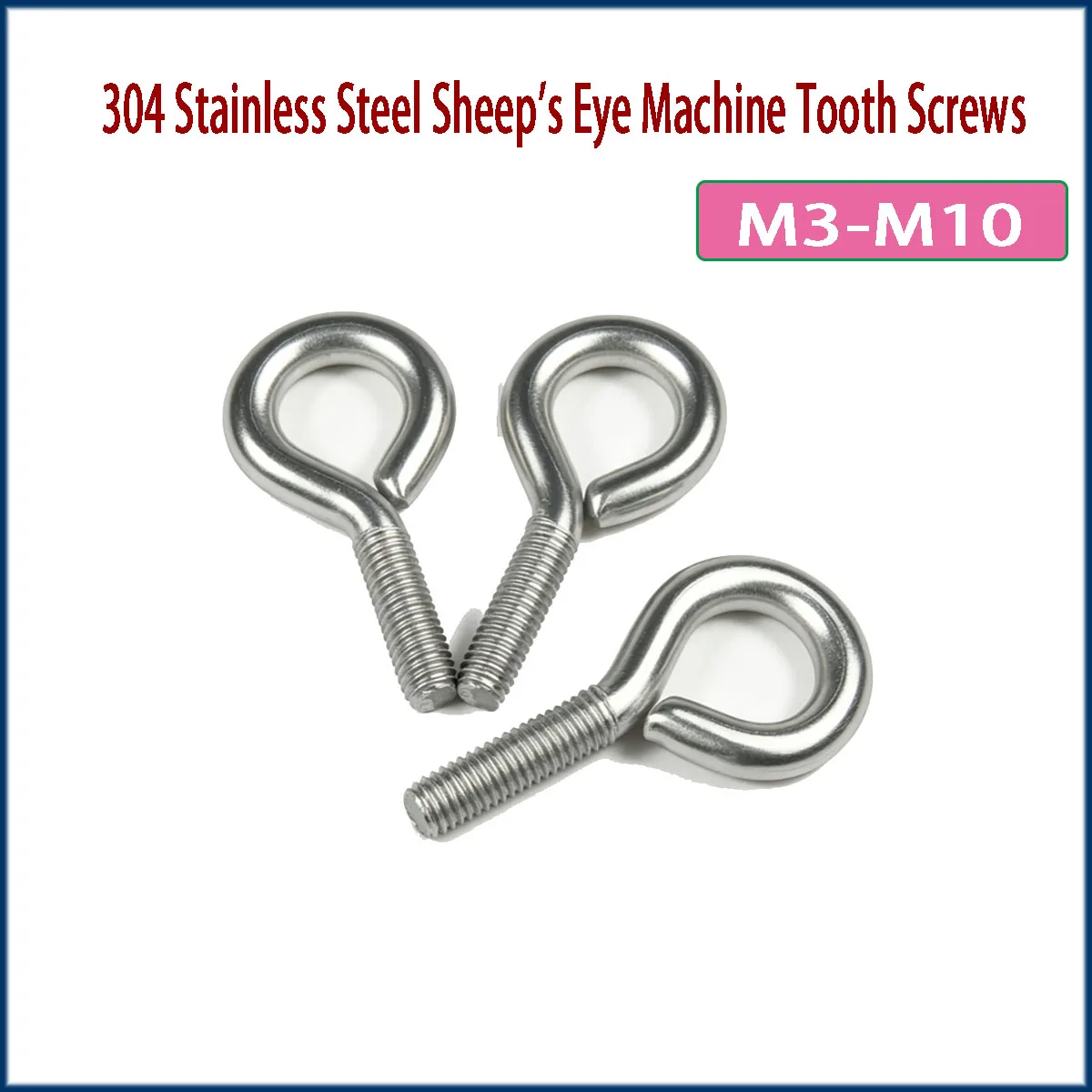 304 Stainless Steel Extended Eye Bolt Sheep Eye Machine Screws M3-M10 Lifting Ring Hook Bolts Length 8-150mm Hardware Fasteners