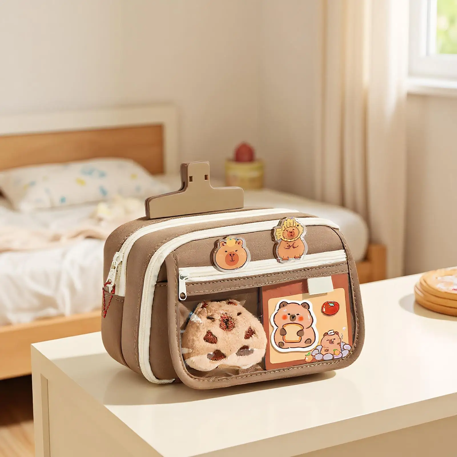 Capybara Pencil Case For School Cartoon Pencil Pouch Large Capacity Cartoon Capybara Stationery Holder Pen Storage Case Bag For