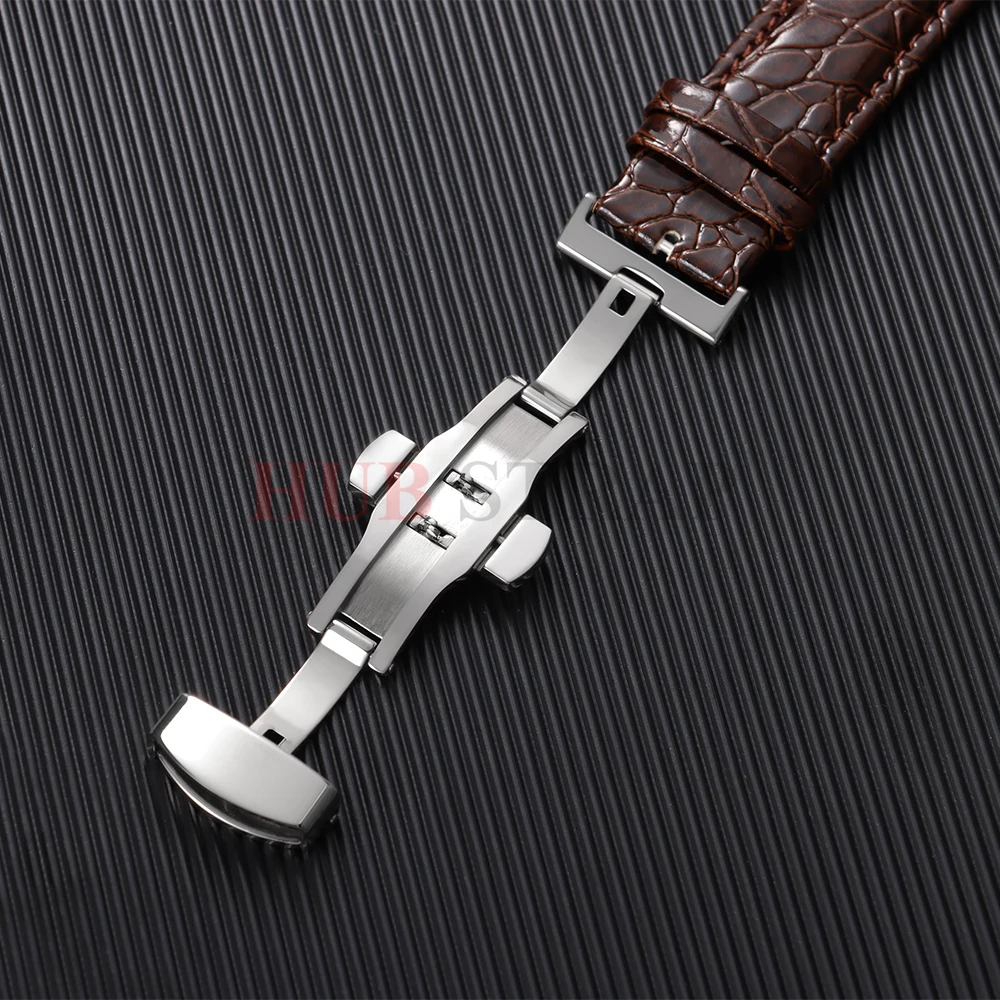 Crocodile Pattern Design Leather Watchbands Automatic Buckle Men Women Business Watch Band 12/14/16/18/19/20/22mm Watch Straps gallery 2