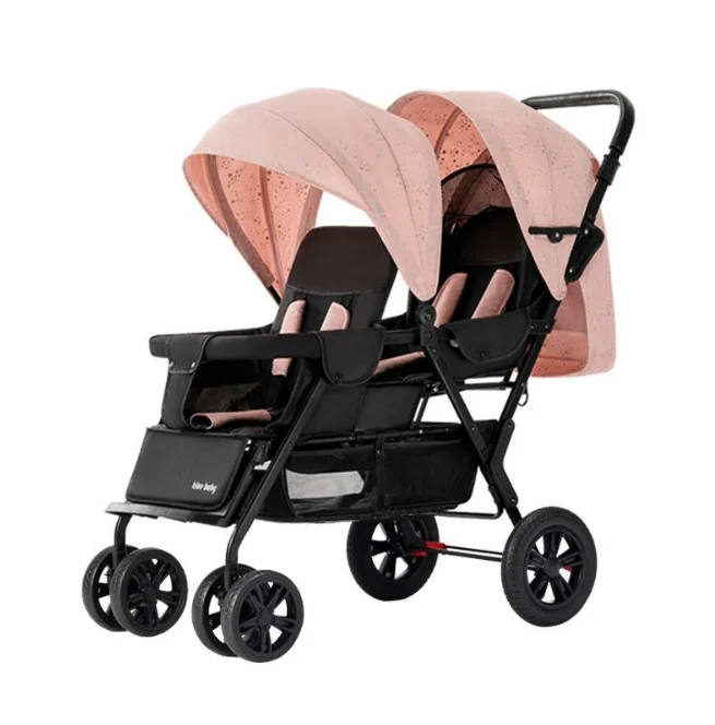 Image 4: Poussette double pliable de haute qualité à prix de gros avec grand espace de rangement