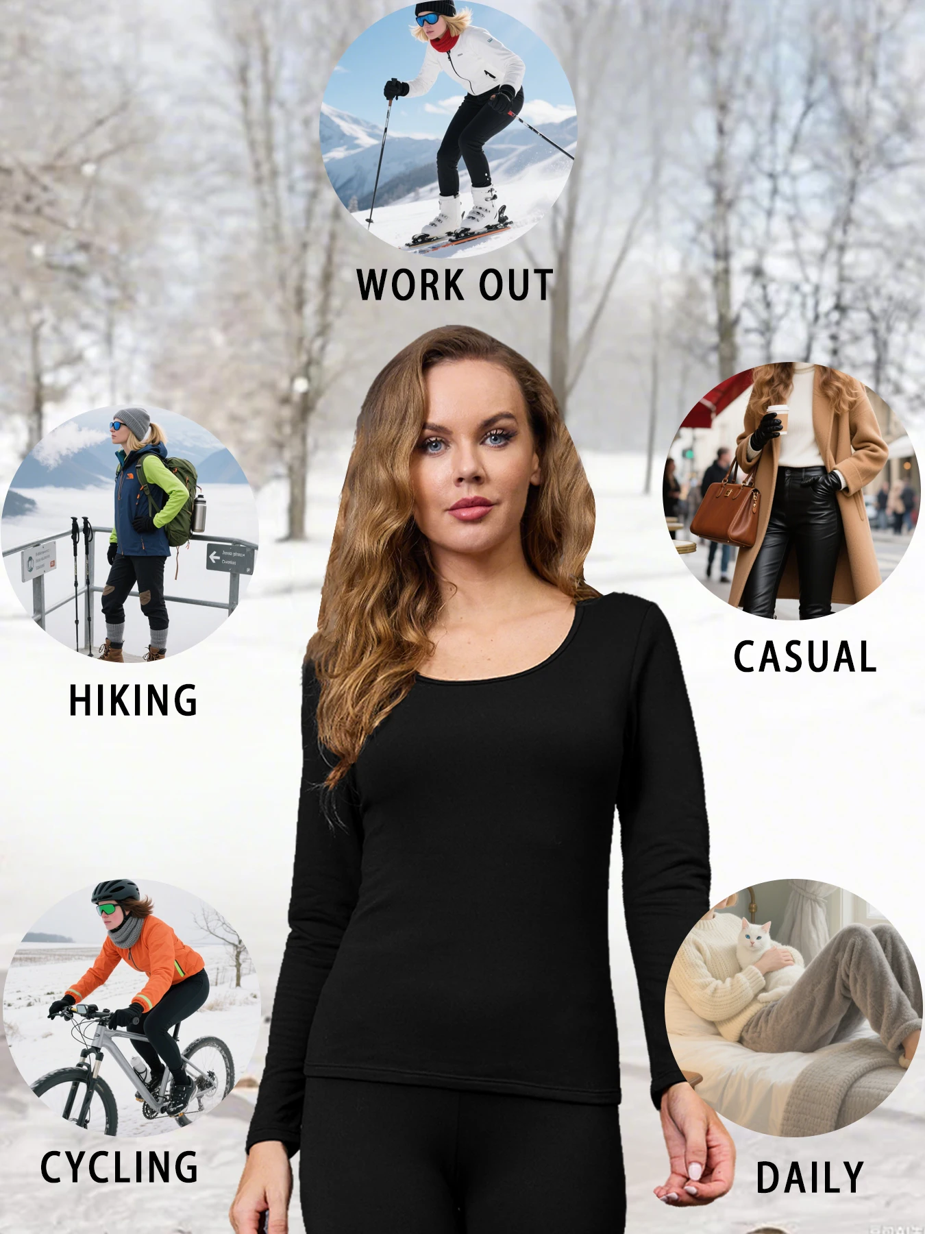 Womens Super soft  Fleece Long Sleeve Thermal Shirts for Women Cold Weather Womens Thermal Underwear Tops Base Layer