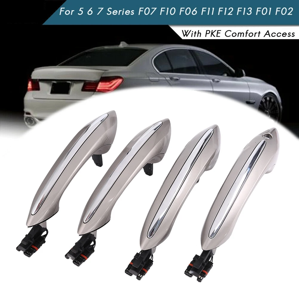 4X Champagne Outer Outside Exterior Keyless Entry Door Handle Set For BMW 5 6 7 Series F07 F10 F11 F06 F12 F13 F01 F02