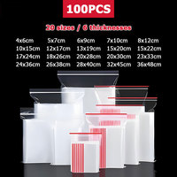 100 PCS Small Plastic Ziplock Bags Resealable Transparent Jewelry Shoe Bag Vacuum Storage Bag Food Storage Bag Poly Clear Bags