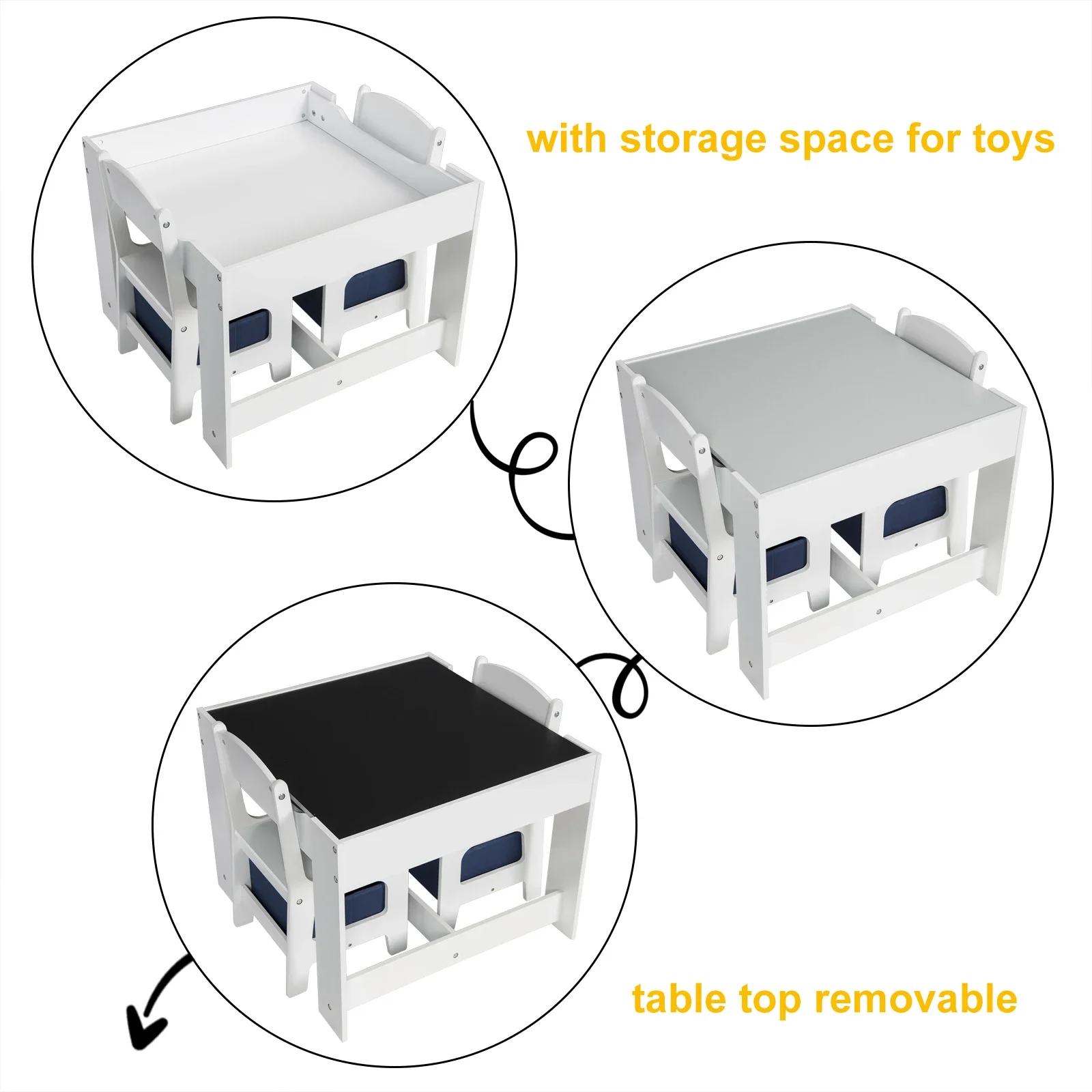 Mesa de madera para niños con 2 sillas, juegos para bebés de guardería, escritorio de pintura para el hogar con espacio de almacenamiento, muebles para niños