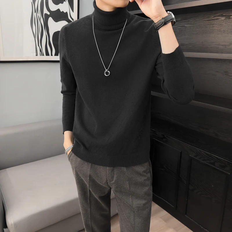 

Men's Thiened High Collar Sweater Casual Sle Knitted irt Winter Base Layer irt Bla Lazy Sle Inner Wear