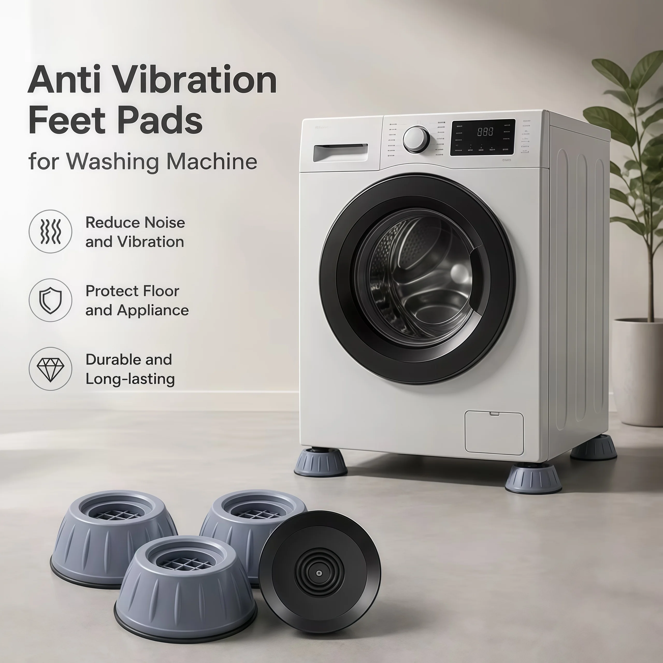 4pcs Washing Machine Anti Vibration Bracket, Anti Slip Base, Soundproof Foot Pad, Suitable For Washing Machines/Refrigerators