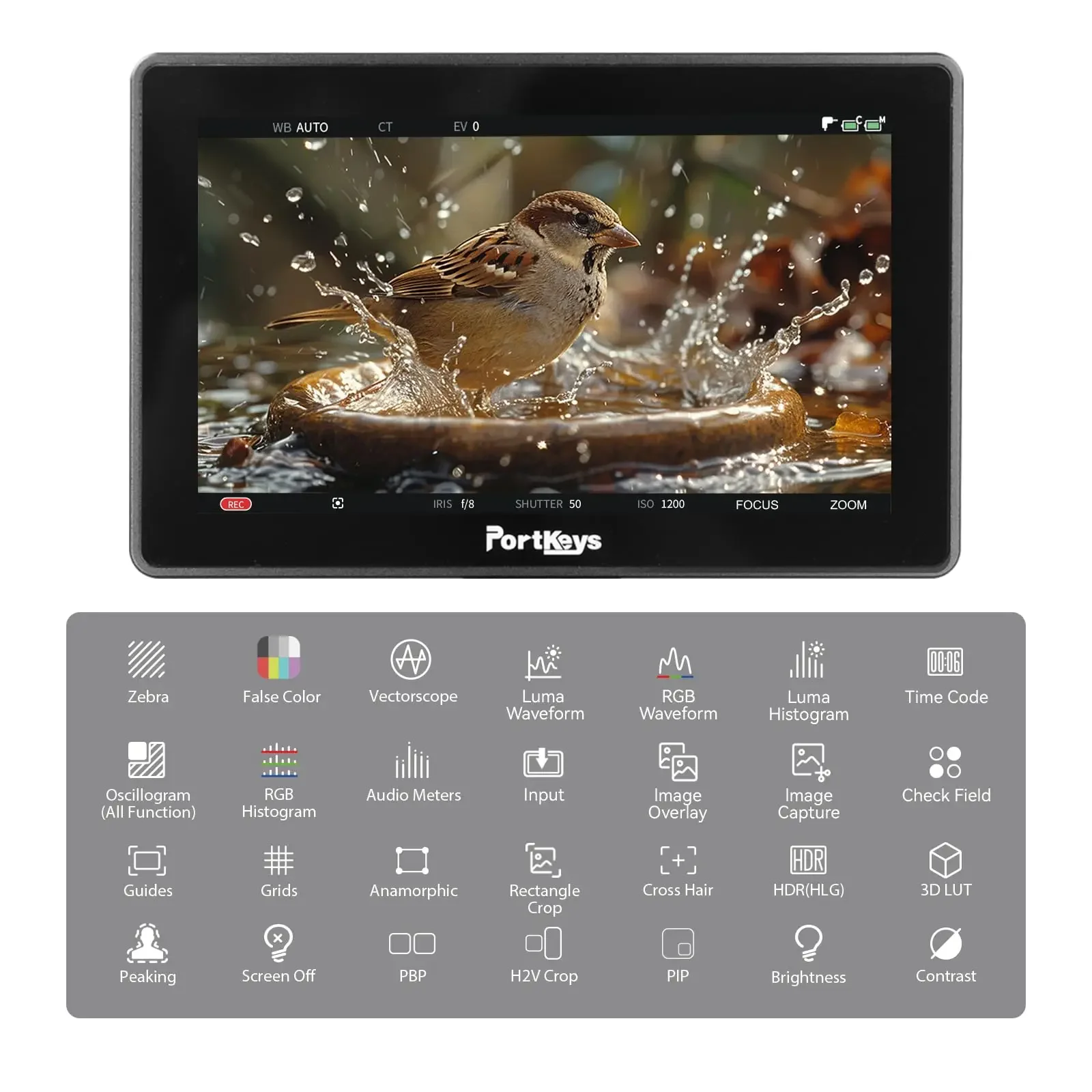 Portkeys BM5 IV 5.5 بوصة كاميرا مراقبة ميدانية ثلاثية الأبعاد LUT عرض 1920x1080p شاشة مزدوجة 4K HDMI-USBC للتبخير المباشر للكاميرا