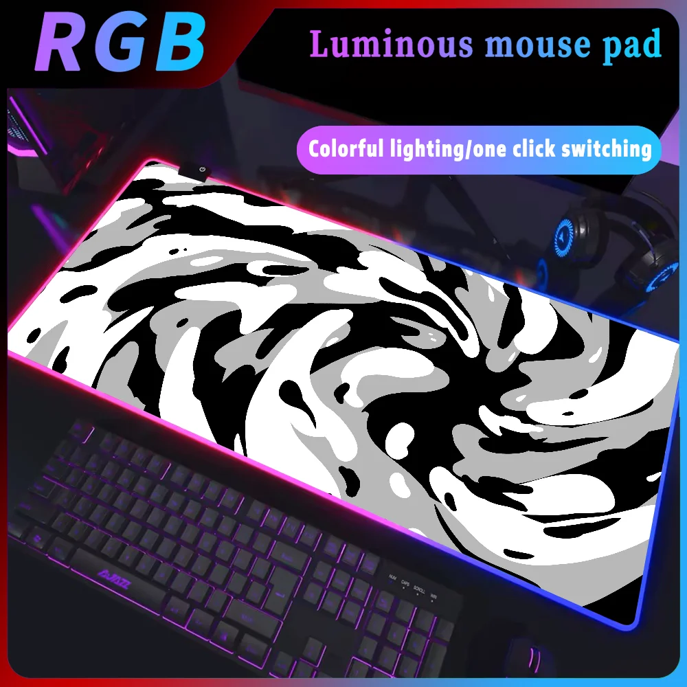 HD Strata Liquid Mouse pad RGB Carpets LED High Speed Computer Accessories Desk Mat Large Gaming black and white Keyboard Mats