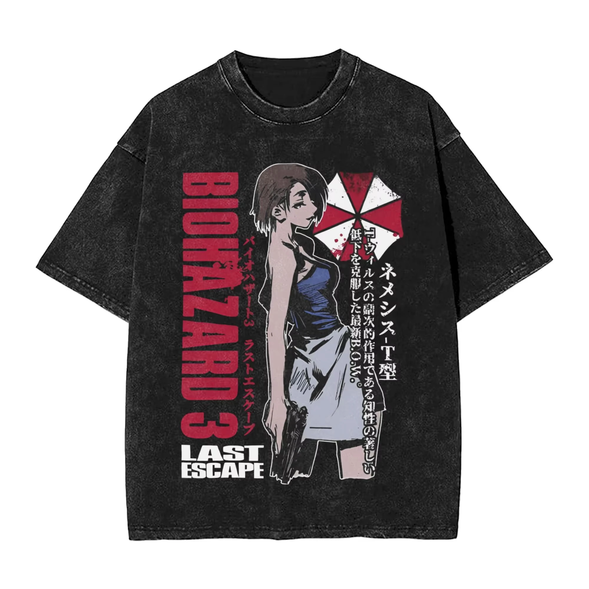 خمر غسلها تي شيرت الشر المقيم 2 فضفاض تي شيرت لعبة فيديو الترفيه التي شيرت للرجل الصيف الجمالية رداء علوي غير رسمي تيز