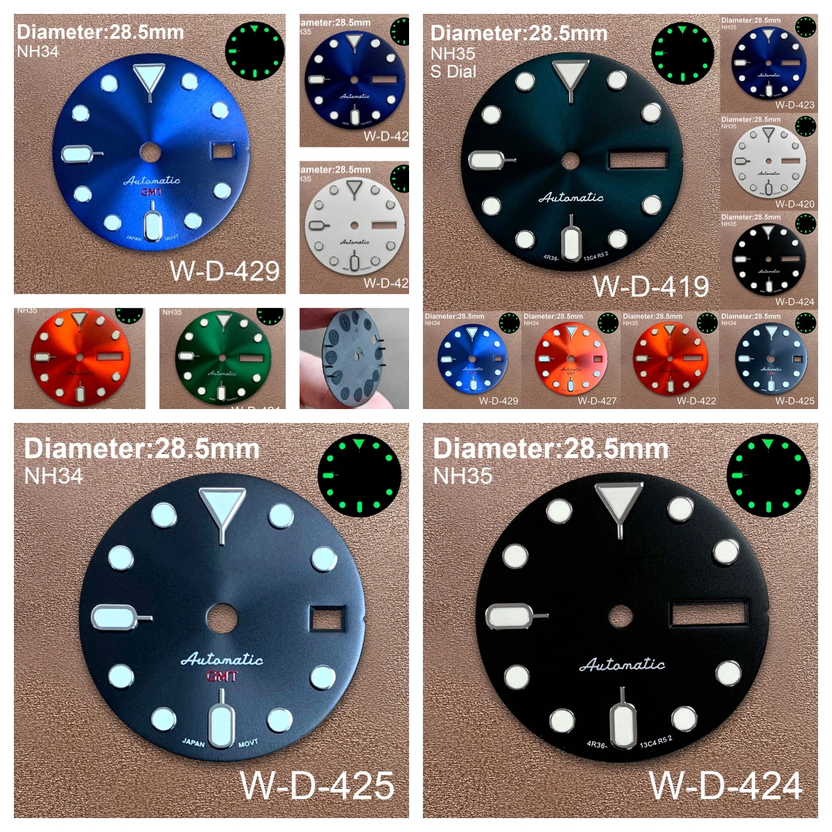 

28.5mm S5 Logo SKX007 Dial Suitable For NH34/NH36/4R36 Janpan Movement Green Luminous Quality Watch Modification Accessories