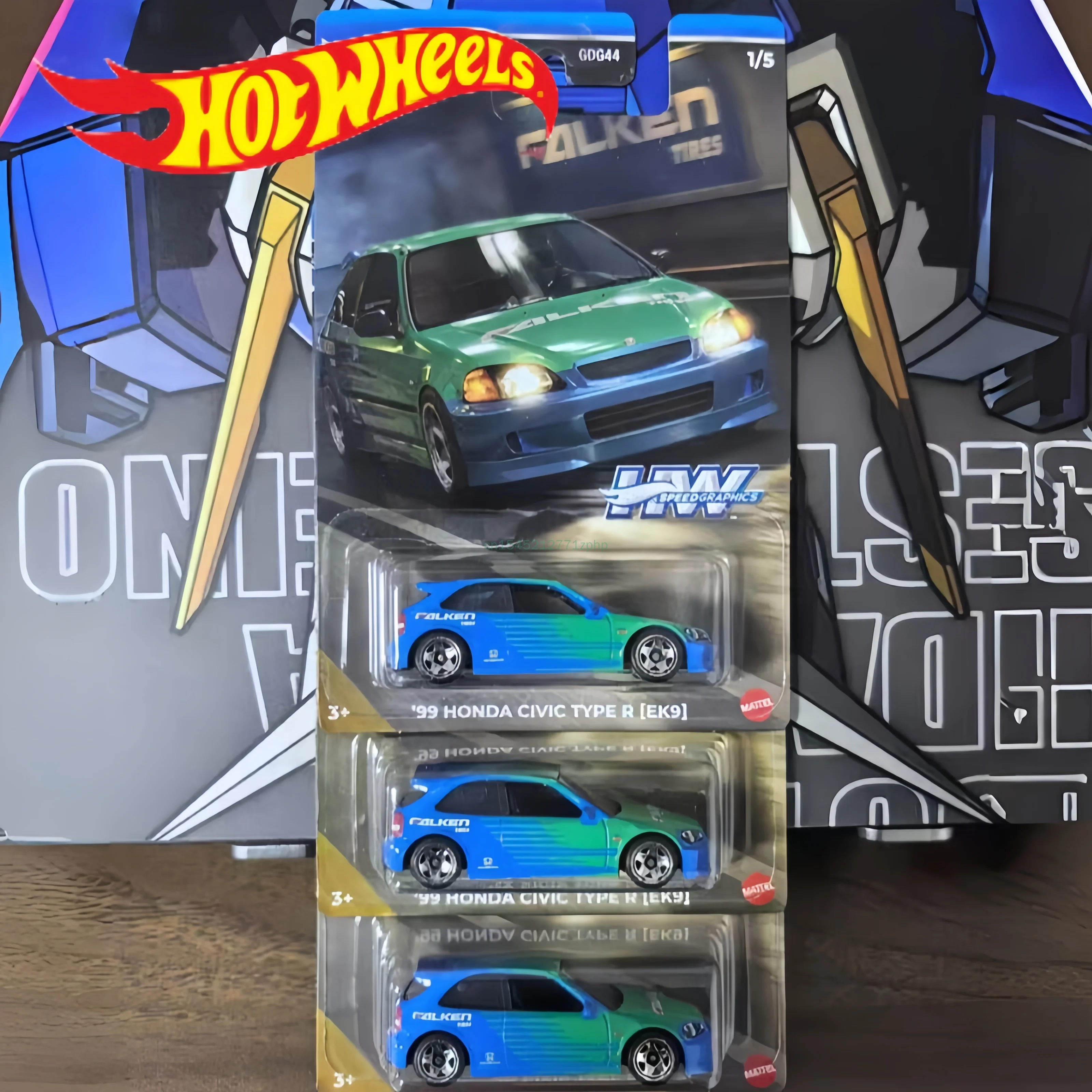 

Gdg44 Speed Graphics Series Original Hot Wheels 1:64 Semi Premium Speed Graphics Series 99 Honda Civic Type R (Ek9) Model Cars