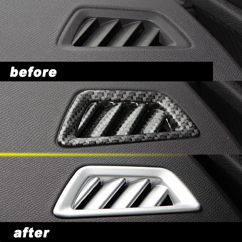 carbon fiber Car Dashboard Air Vent Frame Trim Outlet Chrome Decoration for Peugeot 3008 5008 2017 2018 2019 2020 2021 gt auto