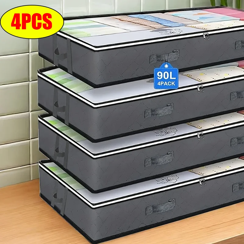 Conteneurs de rangement sous le lit, grand rangement pour couette, anti-poussière, gain de place, solution pratique sous le lit, Organization du placard