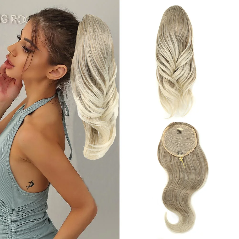 

Synthetic Curly Ponytail Extensions for Women Light gradient with slightly curled tail DrawstringPonytail Clip-In Hair Halloween