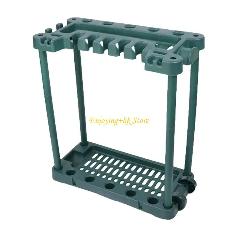 

Q1JB Garden Tool Yard Tool Rack with Large Tool Slot Small Tool Hook Large Capacity Tool Shelf Tower Rack