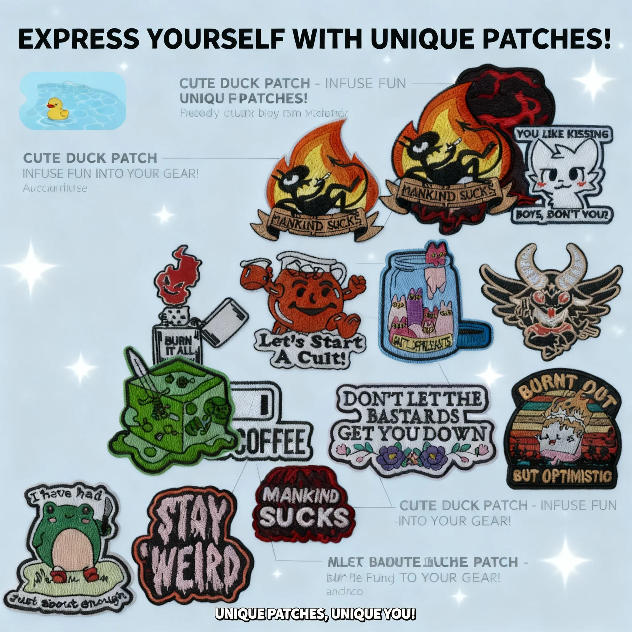 Parches bordados con citas divertidas de animales de dibujos animados, parches termoadhesivos para mochilas, ropa, parches DIY, accesorios de regalo para cosplay y juguetes